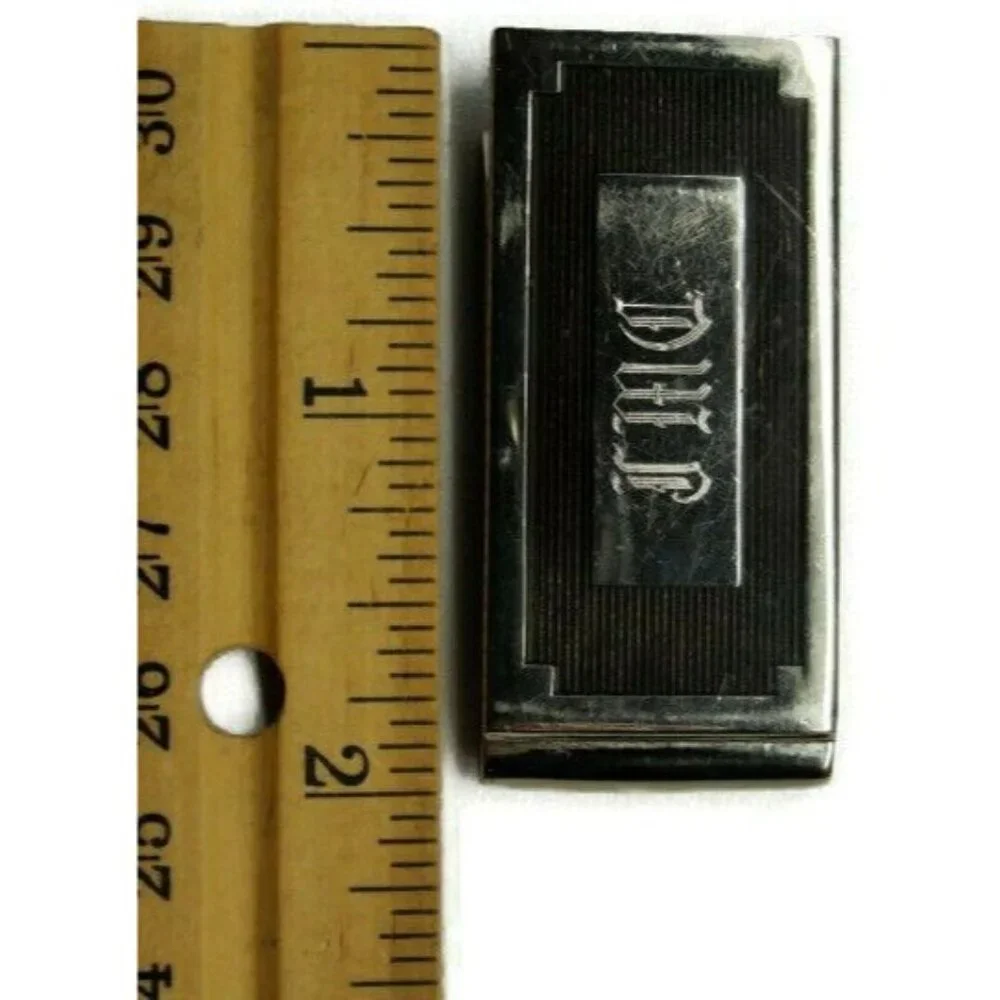 Money Clip Stainless Steel Credit Card Cash ID Holder Silver Tone JMC Initials